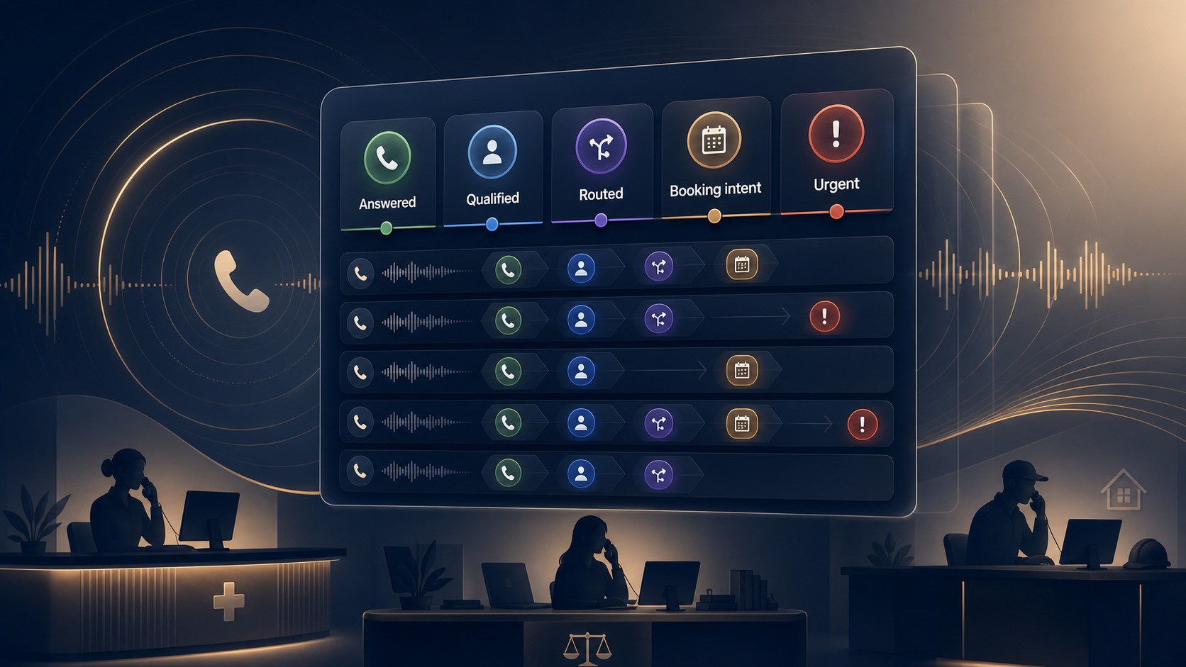 CallTurbo AI receptionist operations dashboard illustration