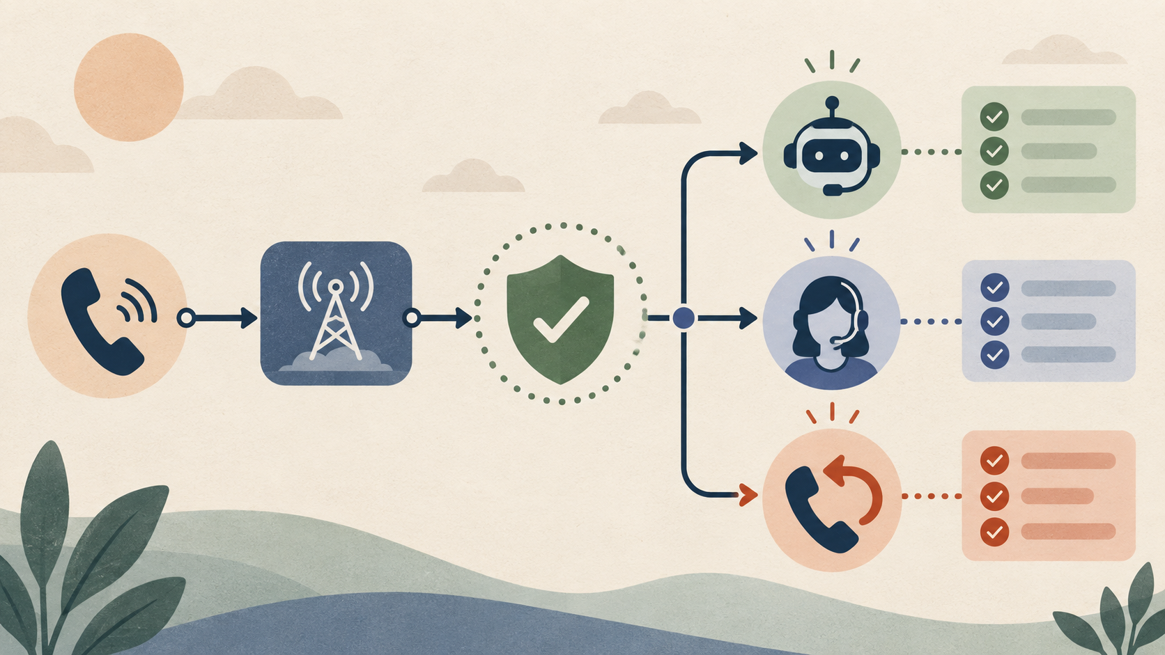 Illustrated SIP cutover sequence from the existing route through staged tests to rollback readiness.
